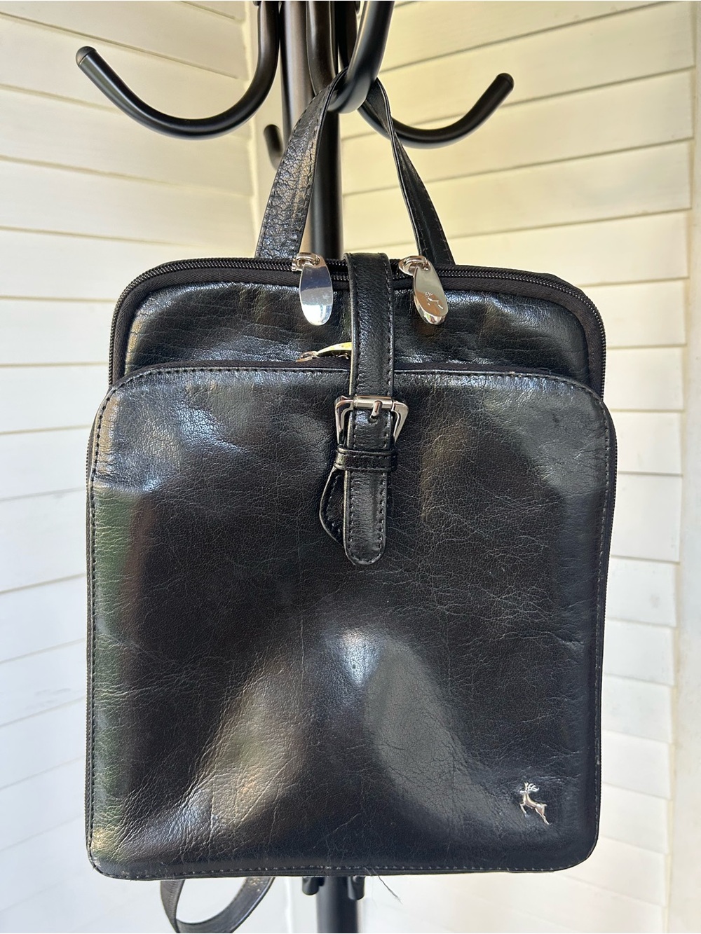 Black Leather Women Backpack Bag - Classic Minimalist Style